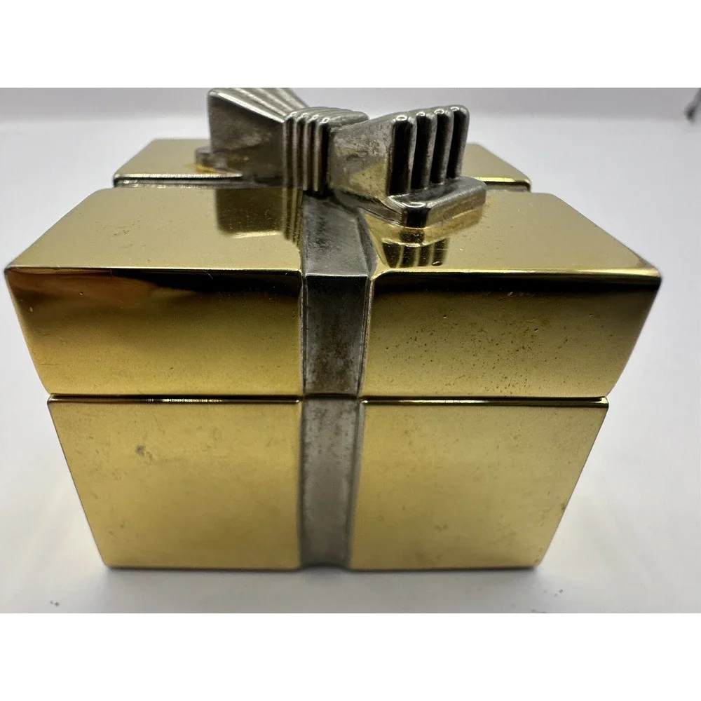 Collezio Miniature Brass Gift Box‎ New Battery Gold Tone Clock Watch V